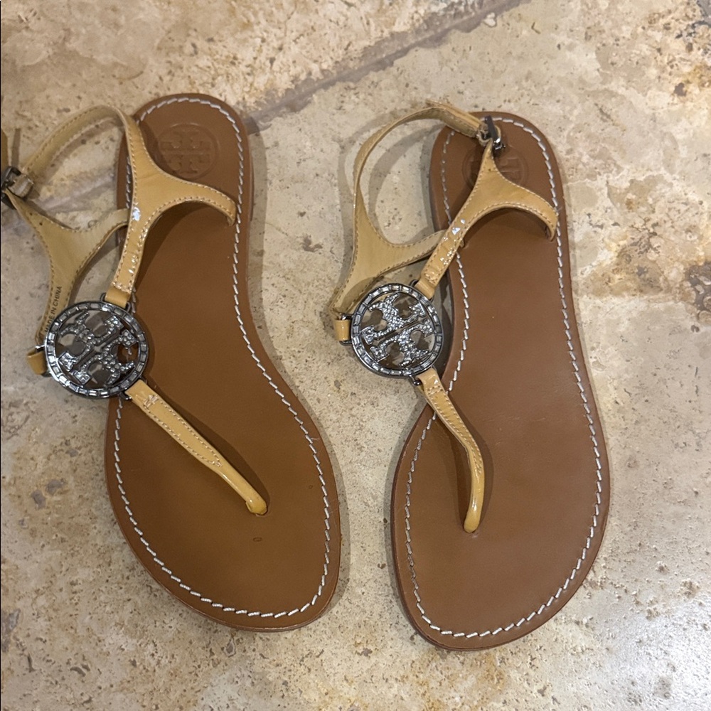 Tory Burch Yellow and Brown Sandals